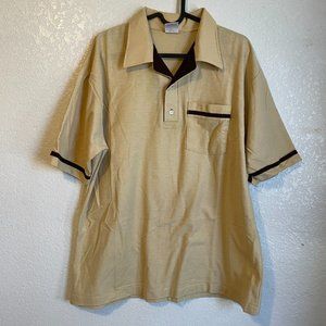 VTG 70's Career Club Olympian Tennis Wear Polo Men's XL Tan Brown Shirt Athletic